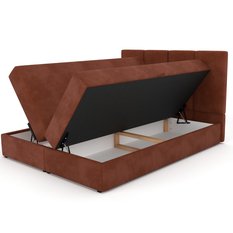 Łóżko kontynentalne 160x200x113 cm tapicerowane podwójne z materacem miodowe - Miniaturka zdjęcia nr 12