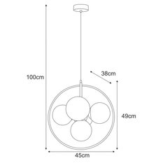 Lampa wisząca K-3836 NEO 45x100x38 cm do salonu lub pokoju czarny/grafitowy - Miniaturka zdjęcia nr 3