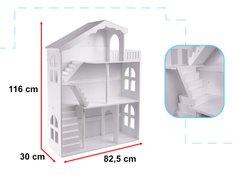 Domek dla lalek LULILO 82,5 cm regał na książki dla dzieci jasnoszary - Miniaturka zdjęcia nr 4