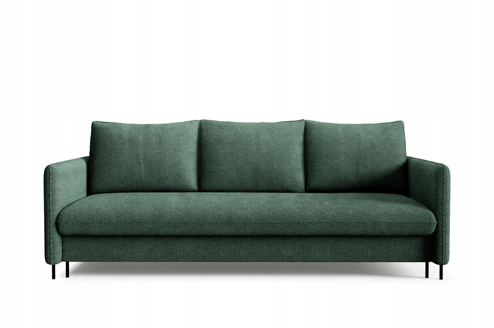 Kanapa BELISSA 216x91x98 cm sofa z funkcją spania z pojemnikiem BOUCLE zielona do salonu nr. 9