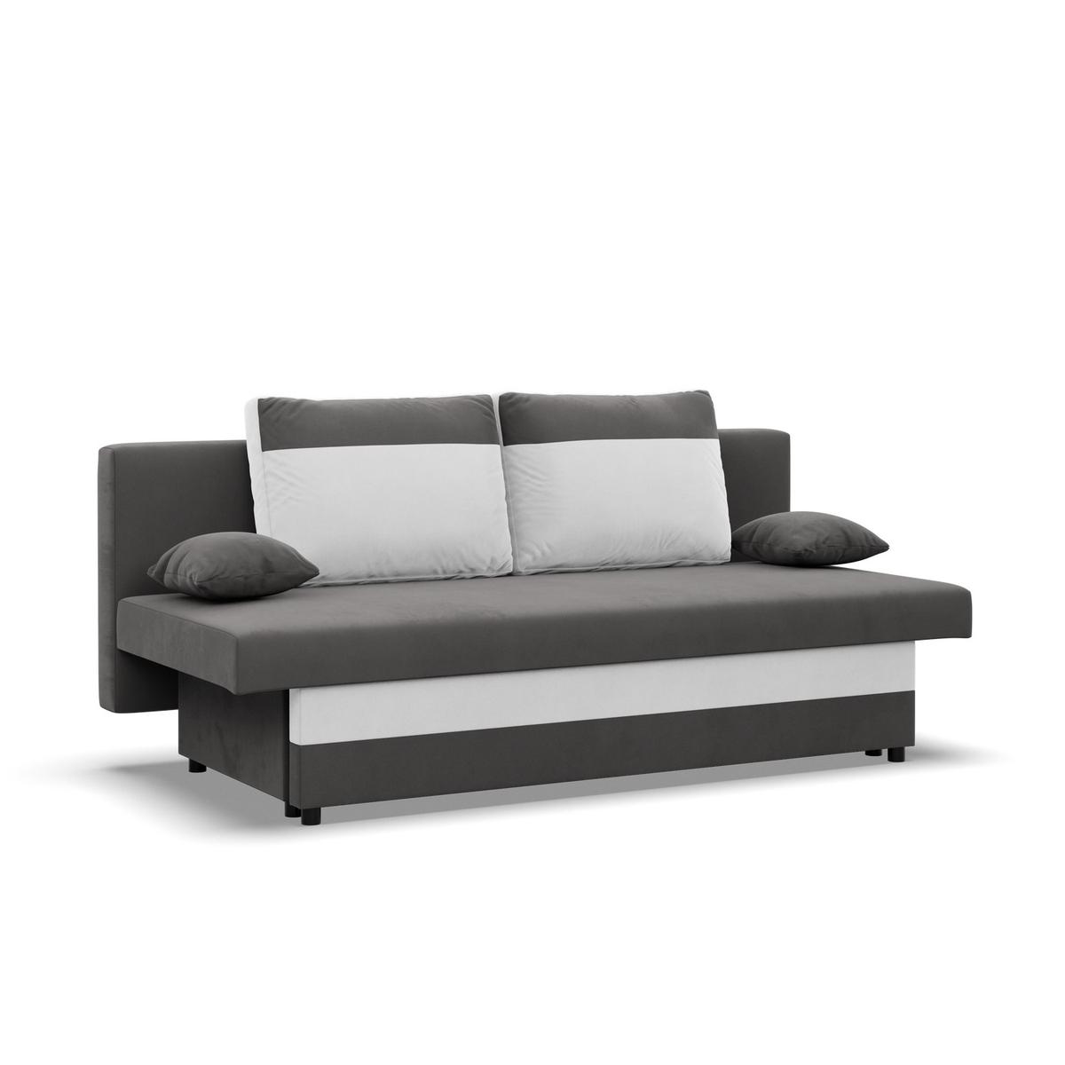 Kanapa 3-osobowa NOLA 191x85x86 cm sofa rozkładana z pojemnikiem do pokoju młodzieżowego do salonu szara biała