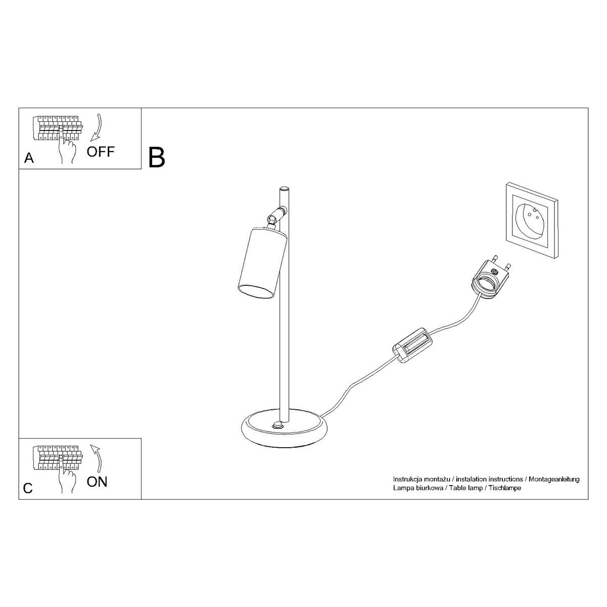 Lampa biurkowa WINX 44x15x13 cm lampka na biurko tuba czarny złoto GU10 do biura pokoju nr. 8