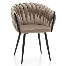 Krzesło LATINA ciemnobeżowe welurowe gramour do jadalni lub salonu