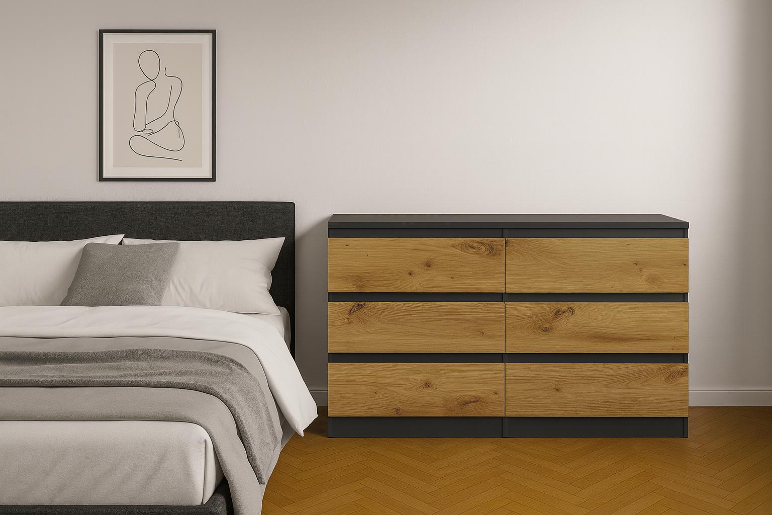 Komoda MARTUSIA 120x72x40 cm z szufladami do sypialni i salonu artisan/antracyt nr. 5