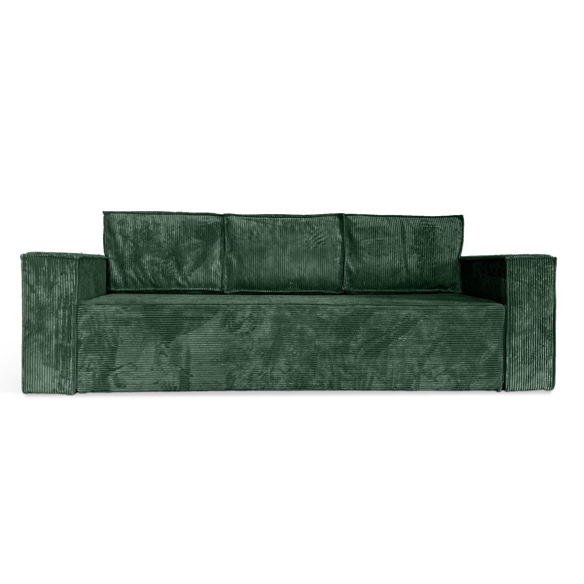 Kanapa Verona 248x96x93 cm z funkcją spania i pojemnikiem sztruks butelkowa zieleń do salonu nr. 2