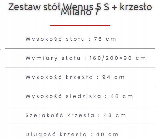 Zestaw do jadalni stół LUDWIK 160/200x90 cm rozkładany + 6 krzeseł MILANO orzech nr. 4