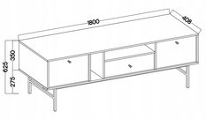 Szafka rtv 180 cm avila beżowa pod telewizor stelaż metal nogi I uchwyty - Miniaturka zdjęcia nr 3