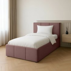 Łóżko Pojedyncze 90x200cm łóżko tapicerowane z pojemnikiem brudny róż do sypialni wezgłowie 88 cm - Miniaturka zdjęcia nr 3