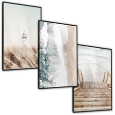 Zestaw X3 Plakat W Ramie Latarnia Morze Plaża Styl Boho Do Salonu 60x80cm - Miniaturka zdjęcia nr 2