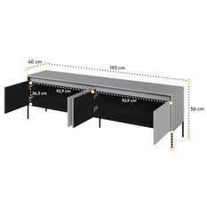 Szafka Rtv Trend 193 cm do salonu z szufladami szary - Miniaturka zdjęcia nr 4