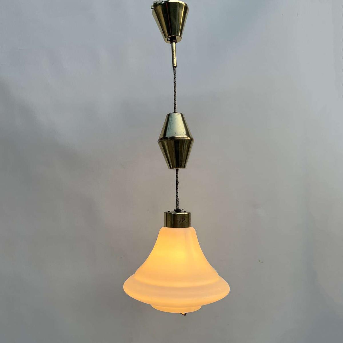 Lampa wisząca, Kamenický Šenov Czechosłowacja, lata 50. nr. 9