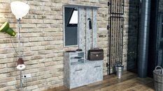 Garderoba GAR 85x180x24 cm szara imitacja betonu lustro wieszaki szafa do przedpokoju  - Miniaturka zdjęcia nr 3