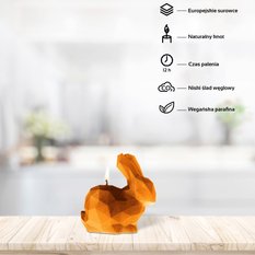 Świeca Rabbit Low-Poly Orange Small - Miniaturka zdjęcia nr 2