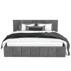 Łóżko tapicerowane 140x200 premium z pojemnikiem do sypialni szare wezgłowie 107 cm - Miniaturka zdjęcia nr 9