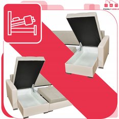 Narożnik Figo BIG 296x74x140 cm kształt U z funkcją spania i przechowywania do salonu Twist beżowy - Miniaturka zdjęcia nr 6