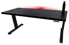 Biurko gamingowe elektryczne LOW 160x80x70-118 cm regulowane nogi LED RGB pilot przepust USB czarne - Miniaturka zdjęcia nr 3