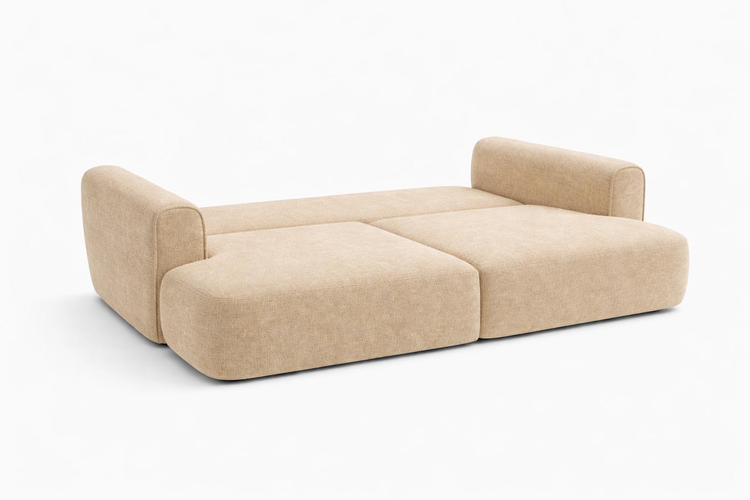 Kanapa z funkcją spania ITALY 253x110x71 cm trzyosobowa sofa rozkładana tkanina FLOW beżowa nr. 4