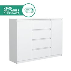 Komoda 120 cm MARTUSIA 101x120x39 cm z 2 drzwiami i 4 szufladami biała do salonu i sypialni pojemna - Miniaturka zdjęcia nr 4