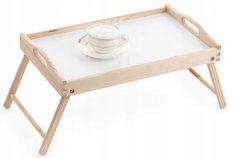 Taca śniadaniowa 30x21x50 cm stolik pod laptopa z nóżkami drewniana biała