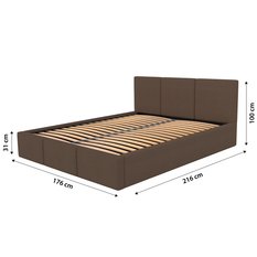 Łóżko Tapicerowane Do Sypialni 160x200 Podwójne z Pojemnikiem Brązowe - Miniaturka zdjęcia nr 8
