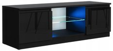 Szafka RTV 120 cm stolik czarny wysoki połysk z LED do salonu - Miniaturka zdjęcia nr 3