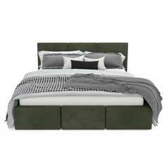Łóżko tapicerowane do sypialni 180x200x110 cm podwójne z pojemnikiem modne khaki - Miniaturka zdjęcia nr 11