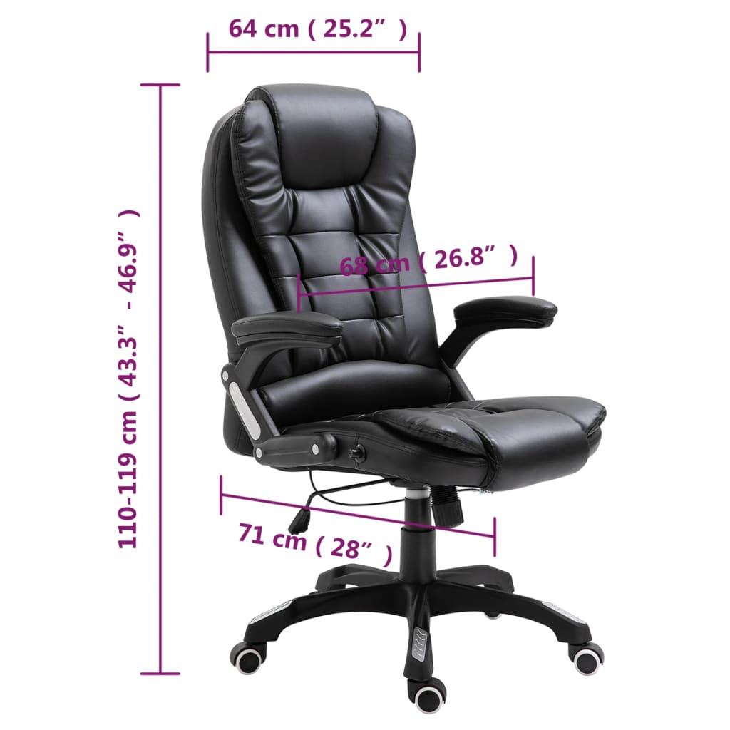 Krzesło obrotowe 68x71x119 cm biurowe regulowane czarne ze sztucznej skóry fotel do biura lub pokoju czy gabinetu nr. 10