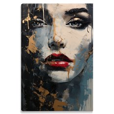 Obraz Zmysłowy PORTRET Kobiety Czerwone Usta Styl Glamour 80x120cm - Miniaturka zdjęcia nr 2