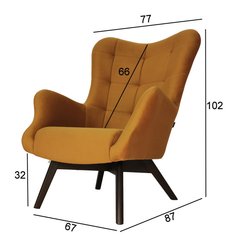 Fotel skandynawski ETERNO 77x102x87 cm musztardowy z czarnymi nogami do salonu  - Miniaturka zdjęcia nr 5