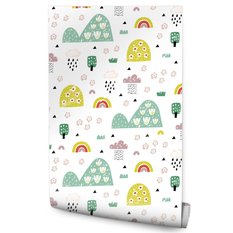 Tapeta Ścienna Dla Dzieci KWIATKI Chmury Tęcza 53x1000  - Miniaturka zdjęcia nr 1