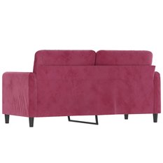 Sofa 158x77x80 cm 2-osobowa wygodna tapicerowana aksamitem czerwona do salonu - Miniaturka zdjęcia nr 5