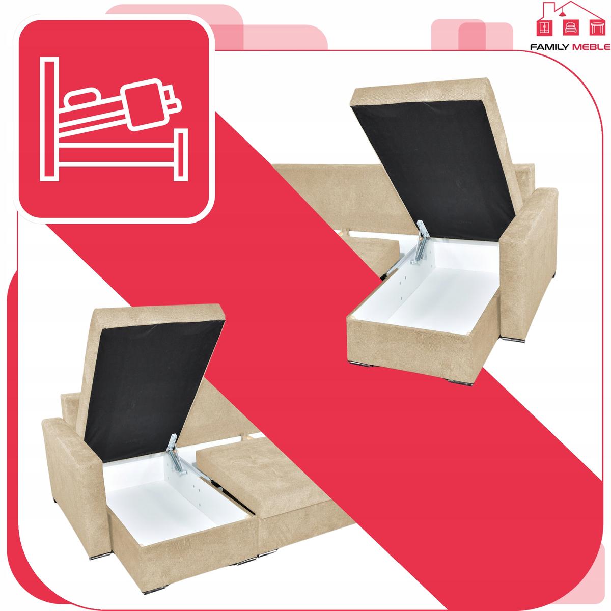 Narożnik Bella BIG 298x74x140 cm kształt U z funkcją spania i przechowywania Angel beżowy nr. 6