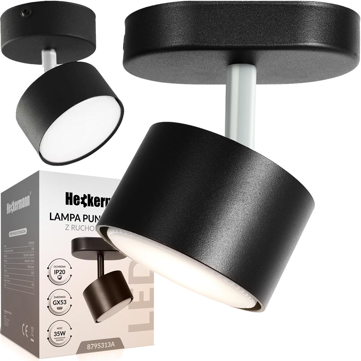 Lampa sufitowa punktowa LED Heckermann 8795313A Czarna 1x głowica