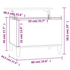 Stolik kawowy 60x44,5x45 cm z ukrytym schowkiem pod rozkładanym blatem przydymiony dąb do salonu - Miniaturka zdjęcia nr 10