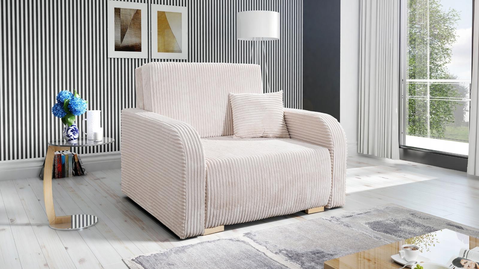 Sofa Lili 85x103x97 cm z funkcją spania do salonu rozkładana sztruks kremowa nr. 3