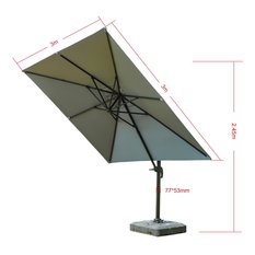 Parasol Ogrodowy Kwadratowy 300x300 cm wysokość 245 cm Szary z podstawą - Miniaturka zdjęcia nr 3