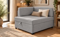 Sofa Viluś 106x75x80 cm szary rozkładana sofa narożna jednoosobowa z funkcją spania i pojemnikiem na pościel