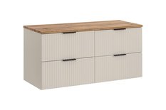 Szafka łazienkowa ADEL 120 cm z blatem dąb wotan szuflady ryflowane fronty kaszmir - Miniaturka zdjęcia nr 1