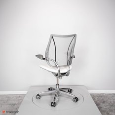 Fotel biurowy Humanscale Liberty – ergonomiczny, siatkowe oparcie, skórzane siedzisko Ticino, mechanizm automatyczny szary - Miniaturka zdjęcia nr 3