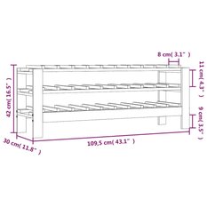 Stojak na wino 109,5x30x42 cm lite drewno sosnowe 30 butelek do salonu - Miniaturka zdjęcia nr 8