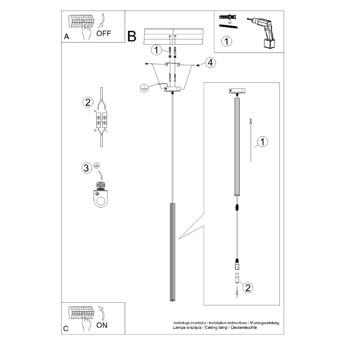 Lampa wisząca ARCHE 1 biała 120x8x8cm nowoczesna lampa G9 do salonu nr. 11