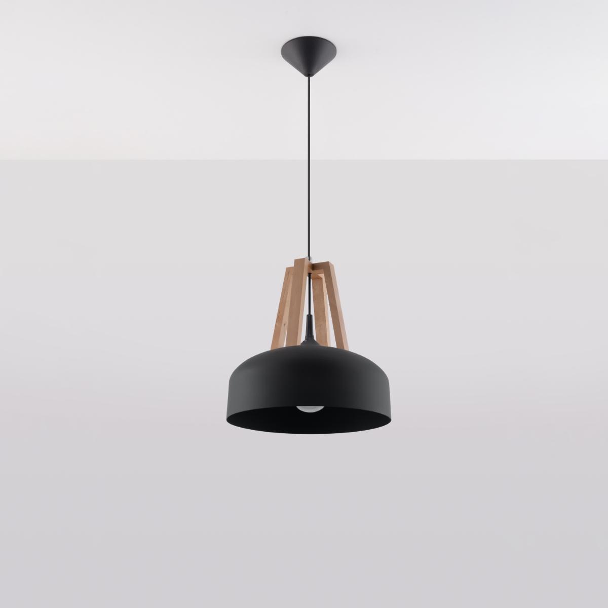 Lampa wisząca CASCO czarna/naturalne drewno 85x30x30cm nowoczesna E27 do salonu nr. 2