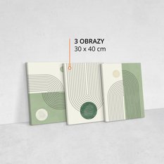 Obrazy Do Sypialni Set Zielone Wzory Geometryczne Abstrakcja 90x40cm - Miniaturka zdjęcia nr 10