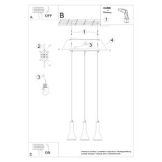 Lampa wisząca REA 3L beton 110x12x46cm nowoczesna E14 do salonu - Miniaturka zdjęcia nr 6