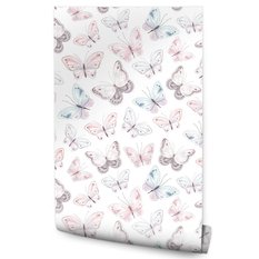 Tapeta ścienna do pokoju dziecka pastelowe motyle  - Miniaturka zdjęcia nr 1