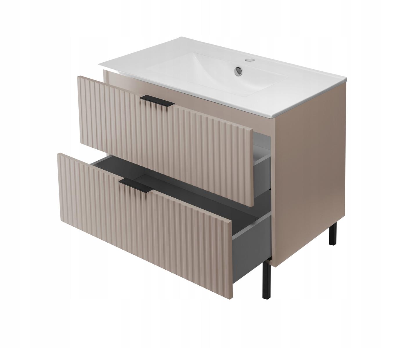 Szafka łazienkowa FLOW 80 cm z umywalką z nogami metalowymi kaszmir nr. 3