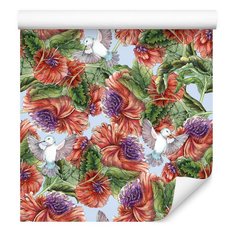 Tapeta Kwiaty MALOWANE Akwarelą Ptaki Natura Retro  - Miniaturka zdjęcia nr 5