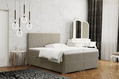 Łóżko CASTEL 140x200 cm z funkcją przechowywania i materacem do sypialni beżowe