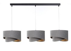 Lampa 114x88x86 cm na listwie z 3 asymetrycznymi abażurkami szaro złota - Miniaturka zdjęcia nr 2