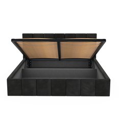 Łóżko tapicerowane 160x200 premium z pojemnikiem do sypialni czarne wezgłowie 107 cm - Miniaturka zdjęcia nr 12